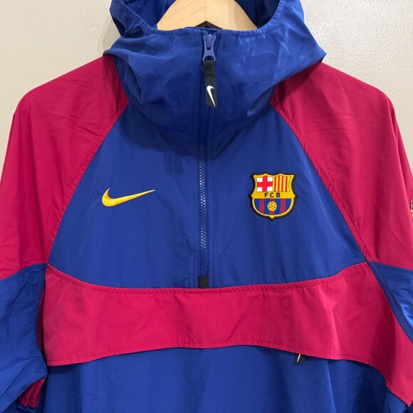 Nike FC Barcelona 2019/20 Packable Pullover Windbreaker Jacket Mens M CW2934-455 - Picture 2 of 11